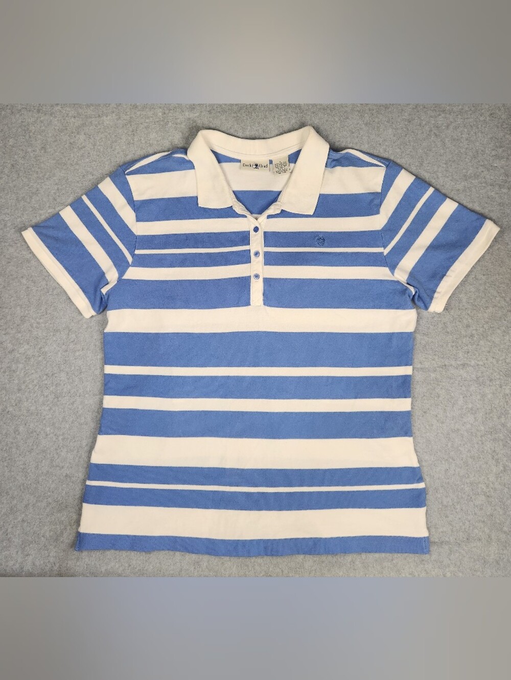 Duck Head Classic Striped Polo Shirt - Blue & White Size Large